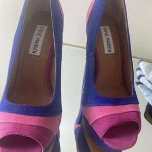 Blue Suede Steve Madden Platform Heels